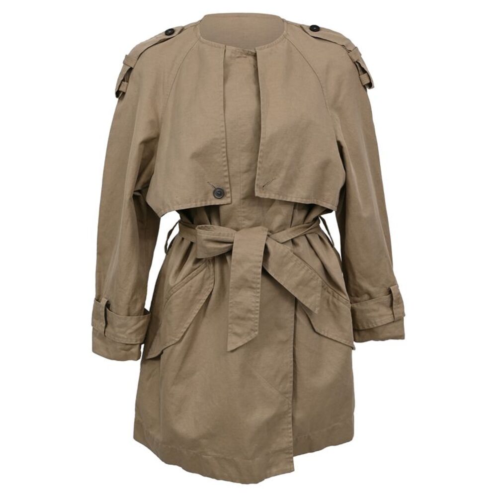 Isabel Marant Belted Trench Coat in Beige Cotton